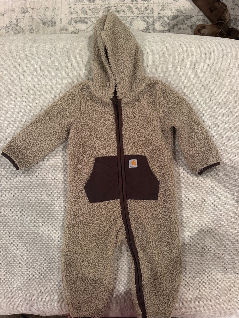 Carhartt Tan Sherpa Hooded One-Piece with Brown Pocket